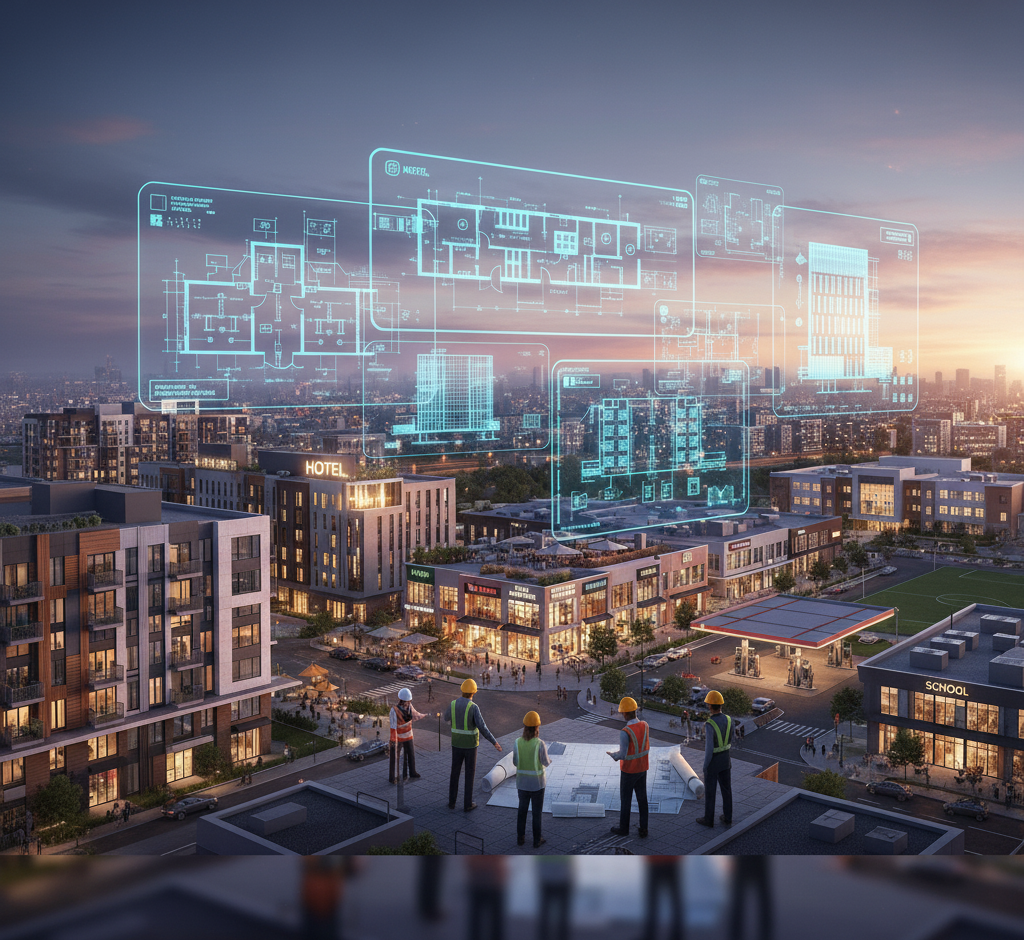 architectural design, structural integrity, and modern engineering, aiming for a professional and inspiring look for "Ixora Engineers"